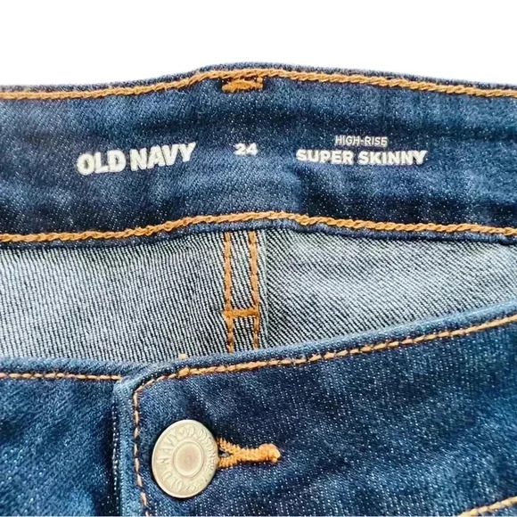 Old Navy High-Rise Super Skinny Ankle Jeans, Size 24, Deep Rinse - Picture 8 of 10